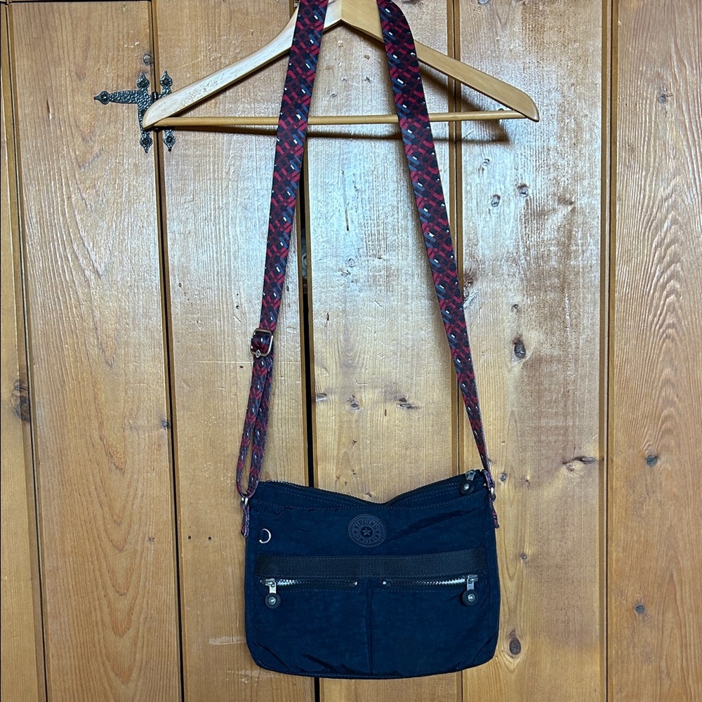 Navy Crossbody Bag with Multi Colored Strap